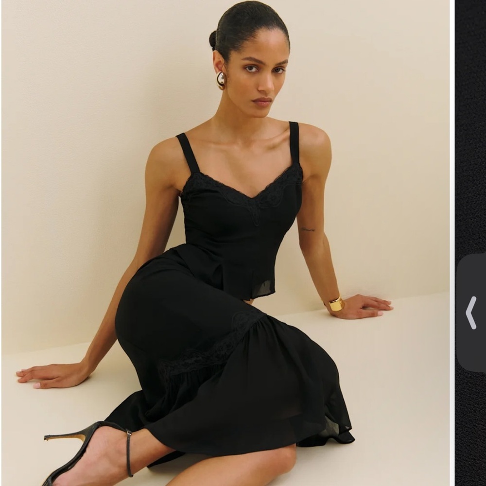 Reformation Sarita Two Piece Black - Size 0 - Picture 3 of 8